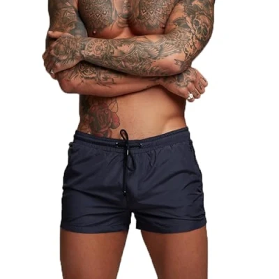 Abbildung von TMEOG Badeshorts für Herren, Badehosen Kurz Badehose Männer Schwimmhose Boxer Badepants Wassersport Kurze Hose Schnelltrocknend Schwimmshorts mit Reissverschluss(Blau)