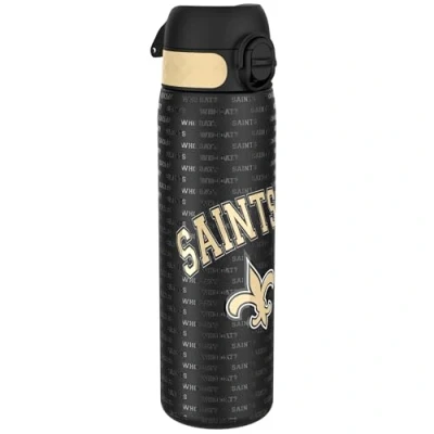 Abbildung von Ion8 Stahl Trinkflasche, 600 ml, Auslaufsicher, Einhandöffnung, Sichere Verriegelung, Spülmaschinenfest, Klappdeckel, Tragegriff, Leicht zu Reinigen, Langlebig, NFL Saints Design