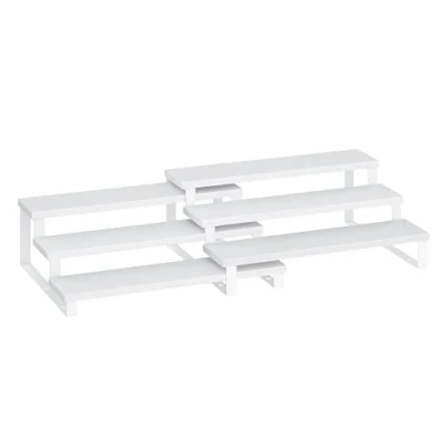 Abbildung von SONGMICS Gewürzregale, Küchenregale stehend, Küchen Organizer, 2er Set, Holzwerkstoff, je 3 Ablagen, ausziehbar, stapelbar, für Speisekammer, Arbeitsplatte, schneeweiß wolkenweiß KCS116W01