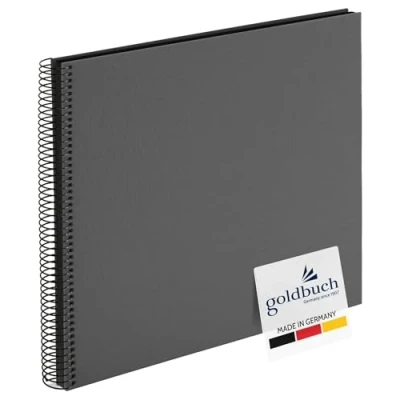 Abbildung von goldbuch 25525 Spiralalbum Bella Vista, Foto Album 35 x 30 cm, Fotoalbum mit 40 schwarze Seiten, Erinnerungsalbum aus Leinen, Fotobuch für Bilder und Fotos zum Einkleben, grau