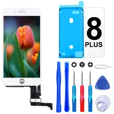 Abbildung von Brinonac Für iPhone 8 Plus Display LCD Touchscreen Digitizer Ersatz Bildschirm Front Komplettes Glas mit Werkzeug und Schutzfolie (5,5&quot;, Weiß)
