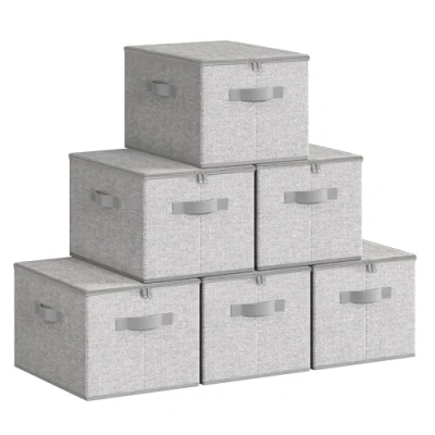 Abbildung von SONGMICS Aufbewahrungsbox mit Deckel, 6er Set, faltbare Stoffbox Griffen, Aufbewahrung für Kleidung, 40 x 30 25 cm, Vliesstoff, taubengrau RZB003W02