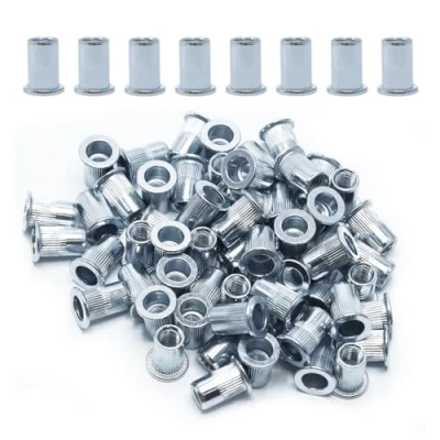 Abbildung von CCLIFE 60 Stück M6 Nietmuttern und Blindnietmuttern Set, 12mm x 15mm, verzinkter Kohlenstoffstahl Ideale Befestigung für Stahl, Glasfaser Kunststoff