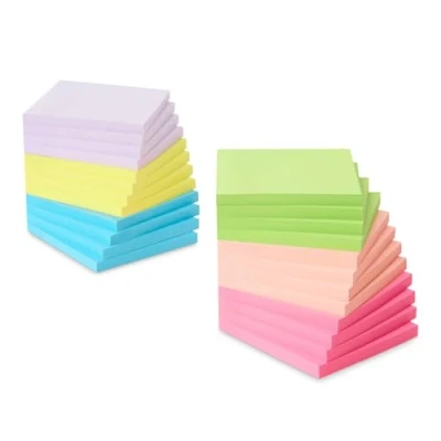 Abbildung von Amazon Basics Quadratisch Haftnotizen, selbstklebende Blöcke, 24er Pack, 7.6 x cm, Gemischt