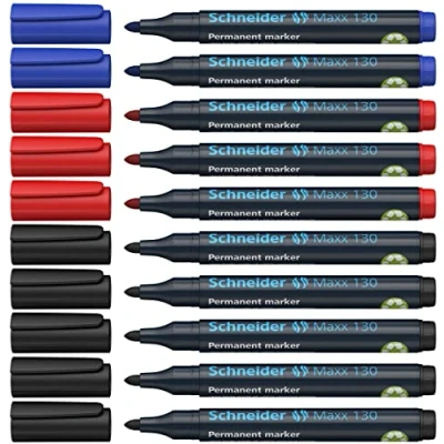 Abbildung von Schneider Maxx 130 Permanent Marker mit Rundspitze (Strichstärke: 1 3 mm, nachfüllbar) 10er Packung sortierte Farben