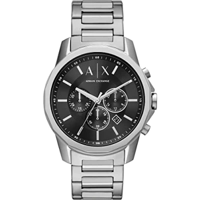 Abbildung von Armani Exchange Herrenuhr , Chronographenwerk, 44mm Silbernes Edelstahlgehäuse mit Edelstahlarmband, AX1720