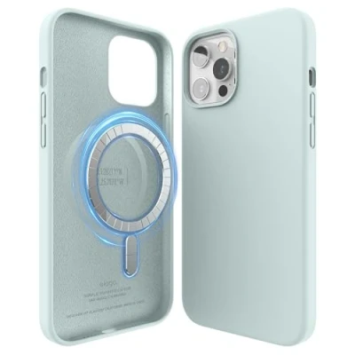 Abbildung von elago Magnetische Silikonhülle, kompatibel mit iPhone 12 Pro Max (6,7 Zoll), integrierte Magnete, MagSafe Zubehör