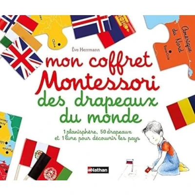 Abbildung von Mon coffret Montessori des drapeaux du monde: Avec 1 planisphère et 50