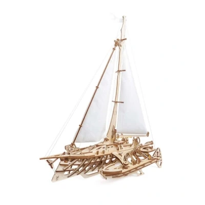 Abbildung von Ugears 3D Puzzle Trimaran Merihobus Schiff Segelboot Holzpuzzle Modellbau Set Denkspiel DIY Lernspielzeug Umweltfreundlicher Holz Modellbausatz Für Erwachsene &amp; Kinder