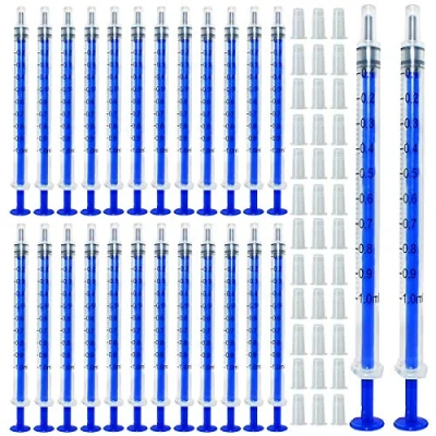 Abbildung von Gebildet 100pcs 1ml Spritzen, Öl Dosierungsspritze (ohne Nadeln)mit Kappen, für Kleine Haustierfütterung Industrielle Präzisionsanwendung[Nicht medizinische Verwendung]