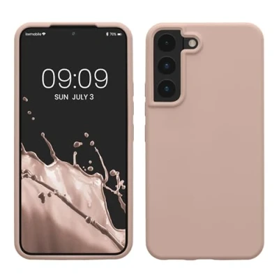 Abbildung von kwmobile Schutzhülle kompatibel mit Samsung S22 Hülle Silikon Case Handyhülle weiche Oberfläche kabelloses Laden Altrosa