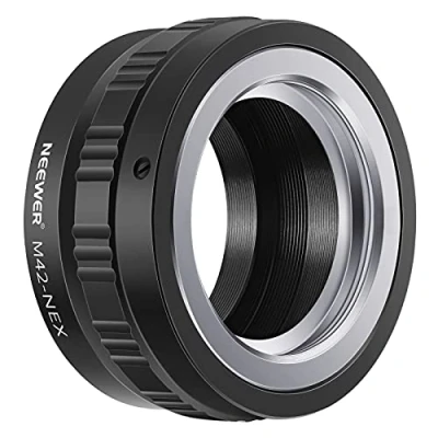 Abbildung von Neewer Objektivadapter für M42 Objektiv auf Sony NEX E Mount Kamera, passend A7 A7S / A7SII A7R A7RII A7II A3000 A6000 A6300 3 3C 5 5C 5N 5R 6 7 VG10/20