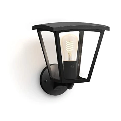 Abbildung von Philips Hue White Inara Wandleuchte Outdoor schwarz 550lm, warmweißes Licht, dimmbar, steuerbar via App, kompatibel mit Amazon Alexa (Echo, Echo Dot)