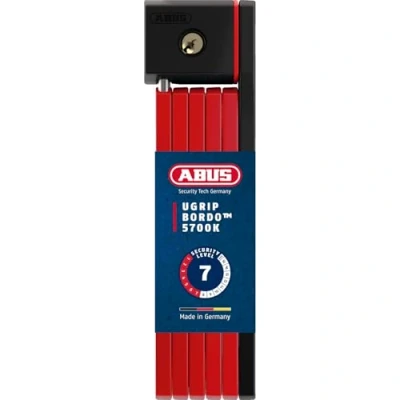 Abbildung von ABUS Faltschloss Bordo uGrip 5700K SH mit Halterung Fahrradschloss 5 mm starken Stäben Sicherheitslevel 7 80 cm Rot