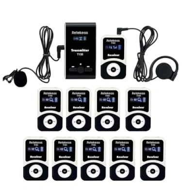 Abbildung von Retekess T130 T131 Kabelloses Tour Guide System, Tragbar Audio 99 Kanäle, PLL Technologie, Mikrofon, 12H, Übersetzer Dolmetschausrüstung für Werksführungen, Reisen