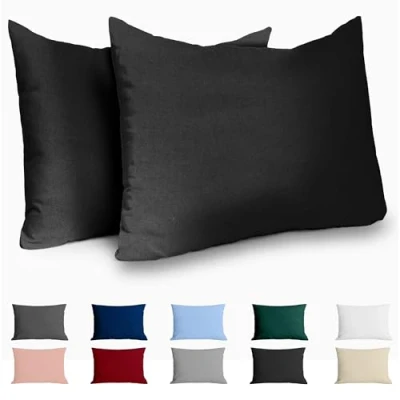 Abbildung von Kissenbezug 40x60 Baumwolle Renforcé (2er Set) Schwarz Dicht gewebt mit 57 Fäden/cm² 40 x 60 Oeko Tex Zertifiziert Dreamzie