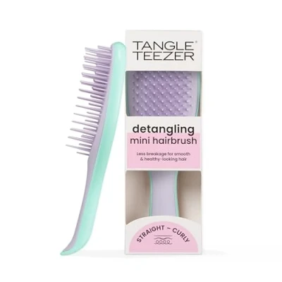 Abbildung von Tangle Teezer Die ultimative Mini Entwirrer Haarbürste, sanft zu nassem Haar, zweistufige Zähne und bequemer Griff, ideal für Kinder Reisen, reduziert Knoten Bruch, Glyzinienblätter