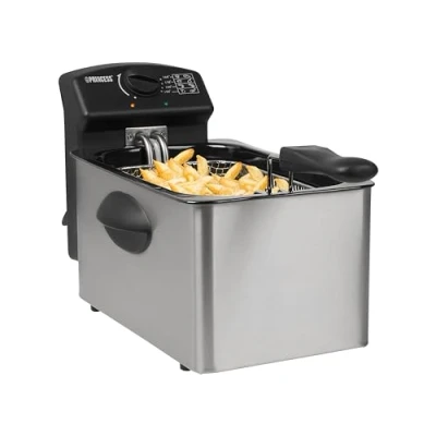 Abbildung von Princess Fritteuse 2000 Watt, 4 Liter Fassungsvermögen, 800 g Füllmenge, Personen, Thermostat, Kaltzone 182642, 01.182642.01.001, Silber