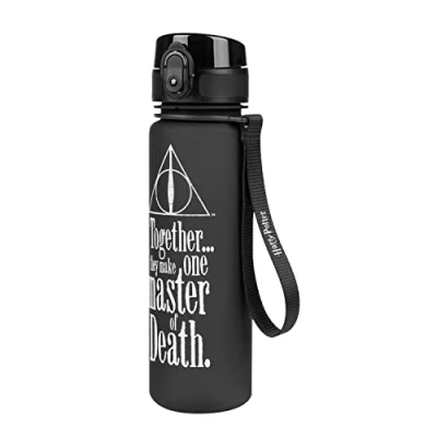 Abbildung von Baagl Kinder Trinkflasche Auslaufsicher Wasserflasche 500ml, Schule und Sport Flasche für Jungen Mädchen Tritan (Harry Potter Deathly Hallows)