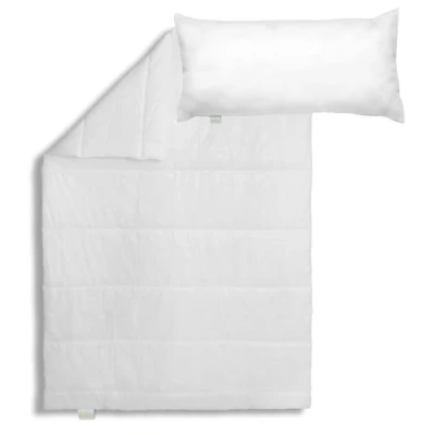 Abbildung von Bodyprotect Bettwaren Set, Ganzjahresdecke 135 x 200 cm + Kopfkissen 40 80 cm, Bettdecke Ecoline, medium Steppdecke, waschbar, Made in EU, Allergiker geeignet, weiß