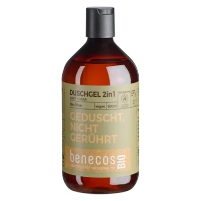 Abbildung von benecosBIO Duschgel 2in1 BIO Olive Haut &amp; Haar GEDUSCHT, NICHT GERÜHRT vegan recyceltes Plastik
