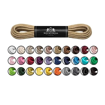 Abbildung von Mount Swiss Luxury Schuhbänder I Wasserabweisende und reißfeste Schnürsenkel rund ø 2 3 mm aus feiner Baumwolle/gewachst Farbe: beige, Länge: 100 cm