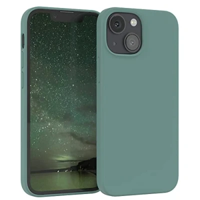 Abbildung von EAZY Case Silikon Hülle für iPhone 13 Mini weich stoßfeste Schutzhülle mit Kameraschutz Handyhülle Silikonhülle Dünn Premium Schutz TPU Cover Phone in Grün Dunkel