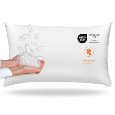 Abbildung von sleepling Daunenkissen Federkissen 30x50 cm, 100% Daunen &amp; Federn, Kopfkissen Sofakissen, 60 Grad waschbar, Kissen aus Baumwolle, weiß