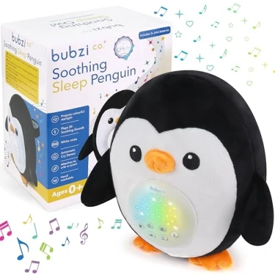 Abbildung von Spieluhr Baby Schrei aktivierter Sensor Weisses Rauschen Spielzeug Einschlafhilfe Babys Pinguin Sound machine Kleinkind Schlafhilfe Nachtlicht Einzigartiges Geschenk Kinderwagen