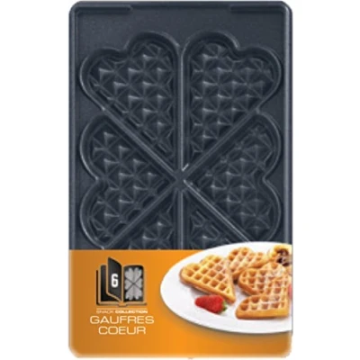 Abbildung von Tefal XA8006 Platte Herzwaffeln Nummer 6 passend für SW85XX Snack Collection Inklusive Rezeptbuch praktische Aufbewahrungs Box Schwarz