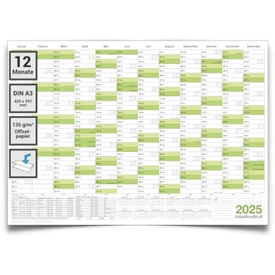 Abbildung von Kalenderoutlet DIN A3 Wandkalender 2025 Jahresplaner gefaltet deutschsprachiger Monatskalender für Ein praktischer zu Hause und Büro