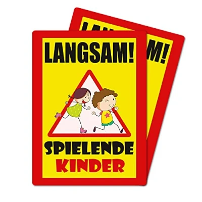 Abbildung von 2 Stück XXL Langsam ! spielende KINDER Schild 30 x 40 cm aus stabiler PVC Hartschaumplatte 5mm mit UV Schutz von STROBO