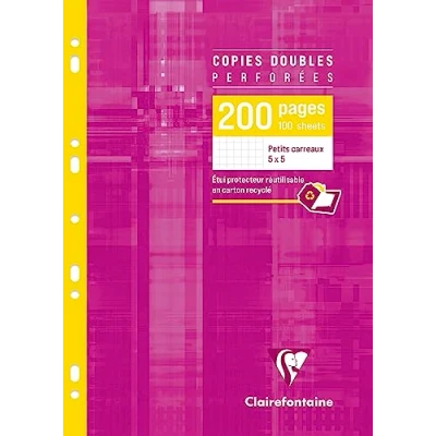 Abbildung von Clairefontaine 4712C Perforierte Doppelkopien DIN A4 (gelocht, 200 Blatt, kariert) 1 Pack, 21 x 29,7cm, weiß