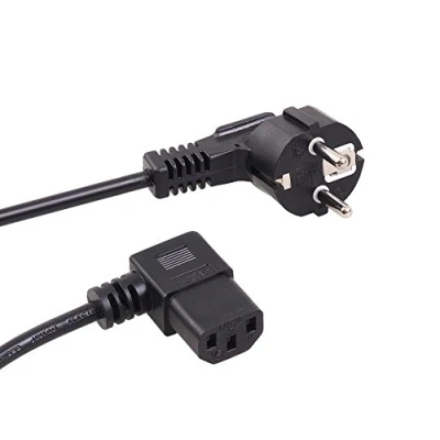 Abbildung von Maclean MCTV 803 Schutzkontakt gewinkelt auf Kaltgerätestecker Links abgewinkelt Netzkabel, schwarz (3m)