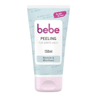 Abbildung von bebe Peeling für zarte Haut (150 g), sanfte Gesichtsreinigung mit Aprikosenextrakt &amp; Duft, gründliche Hautreinigung normale Mischhaut