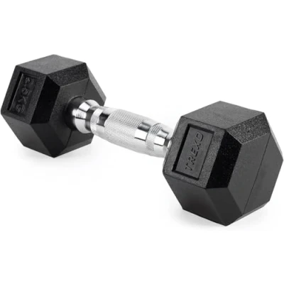Abbildung von TREXO Hantel 2,5kg Hexagon Durable gummierte Gusseisen für Krafttraining zu Hause mit ergonomischen Griff stabil und vielseitig Hex HXD25