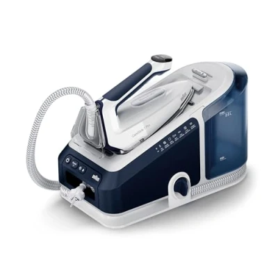 Abbildung von Braun CareStyle 7 Pro Dampfbügelstation IS 7282 BL Dampfbügeleisen mit FreeGlide 3D Bügelsohle, iCare Funktion, abnehmbarer 2 L Wassertank, Dampfstoß 600 g/min, 2700 Watt, Blau/Weiß