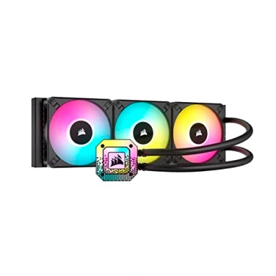 Abbildung von Corsair iCUE H150i ELITE CAPELLIX XT Liquid CPU Cooler Drei AF120 RGB Lüfter 360mm Radiator Intel LGA 1700, 1200, 115X, 2066, AMD AM5, AM4 Inklusive COMMANDER CORE Schwarz,Desktop