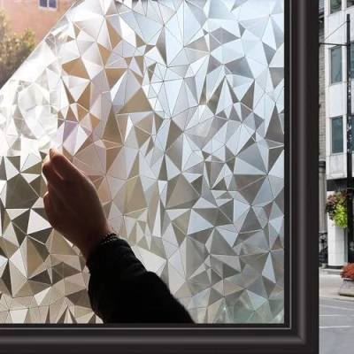 Abbildung von Zindoo Fensterfolie Blickdicht Sichtschutzfolie Ohne Kleber Dekorfolie Gute Privatsphäre Schutz für Badezimmer, Duschkabine Sowie Türen, Umkleide 44.5 x 300 cm