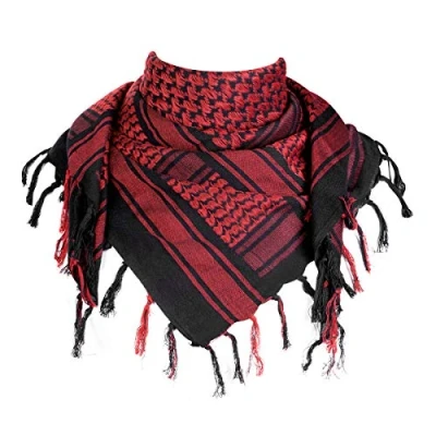 Abbildung von FREE SOLDIER Halstuch/Kopftuch Shemagh, Palituch Taktischer Schal Arabischer Wüsten Schals Unisex dreieckstuch,110 * 110cm,Schwarz Rot