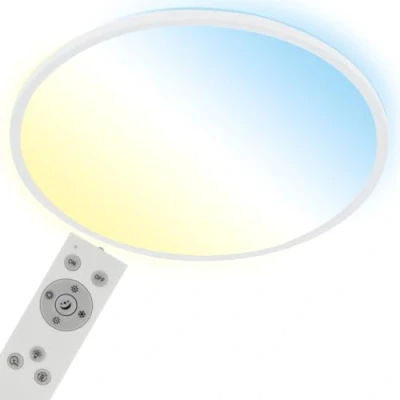 Abbildung von BRILONER Leuchten LED Deckenleuchte CCT, Deckenlampe Backlight, Ultra Flach, Dimmbar, Fernbedienung, Warmweiß, Neutralweiß, Kaltweiß, Weiß, 480x30mm, 3728 016