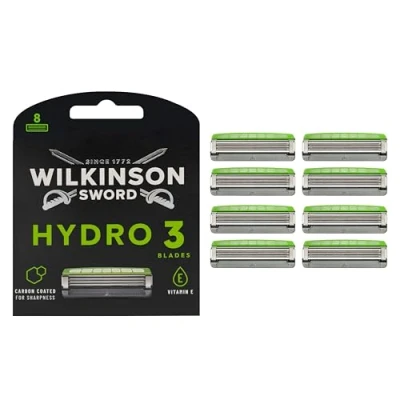 Abbildung von WILKINSON SWORD Hydro 3 Rasierklingen für Männer Feuchtigkeitsspendendes Gel Packung mit 8
