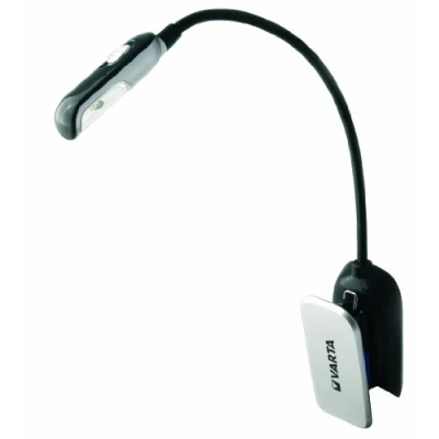Abbildung von VARTA Leselampe LED inkl. 2x CR2032 Batterien, Book Light, Klemmlampe, Leselicht für Buch, Tastatur, Tischleuchte Notenständer