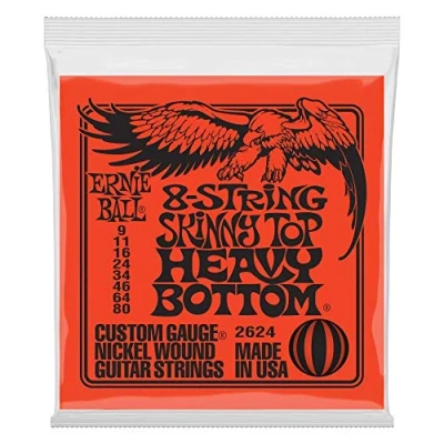 Abbildung von Ernie Ball Skinny Top Heavy Bottom Slinky E Gitarrensaiten, für 8 Saiter, Stärke 980