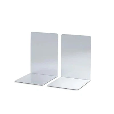 Abbildung von MAUL Buchstütze aus Aluminium (2er Pack) 16x15x21cm Bücherhalter, Organizer für Kinder, Bücher, Büro, Regal Bücherstütze im stilvollen Design, möbelschonender Buchhalter Silber