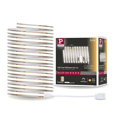 Abbildung von Paulmann 71049 MaxLED 1000 LED Strip Full Line COB Komplettset 3m 36W 3240lm 528LEDs/m 2700K 50VA dimmbar Silber Kunststoff