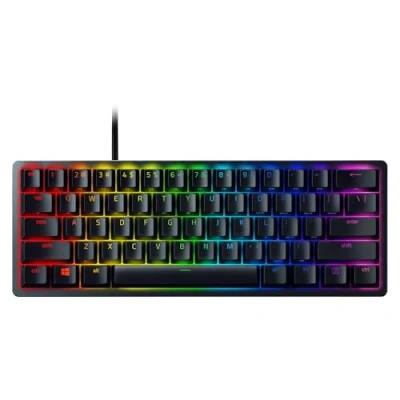Abbildung von Razer Huntsman Mini (Purple Switch) Kompakte 60% Gaming Tastatur (Klickende Optische Switches, Doubleshot PBT Tastenkappen, Abnehmbares USB C Kabel) QWERTY US Layout Schwarz