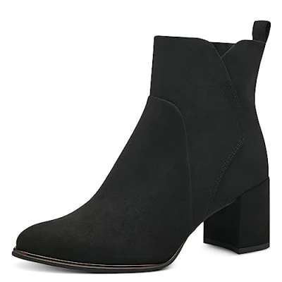 Abbildung von MARCO TOZZI Damen Stiefeletten mit Absatz Spitz Reißverschluss, Schwarz (Black), 37 EU