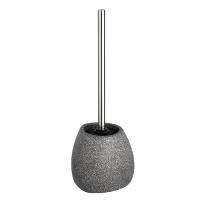Abbildung von WENKO WC Garnitur Mod. Pion, in natürlicher Stein Optik, Bürstenhalter aus hochwertiger Keramik, Bürste mit auswechselbarem Bürstenkopf, (B x H T): 12,5 38,5 12 cm, Grau