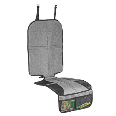 Abbildung von reer Kindersitz Unterlage TravelKid MaxiProtect, Autositz Schutzunterlage mit Rückenlehnen Schutz, rutschfeste Unterlage, ISOFIX geeignet, für alle herkömmlichen Modelle, grau